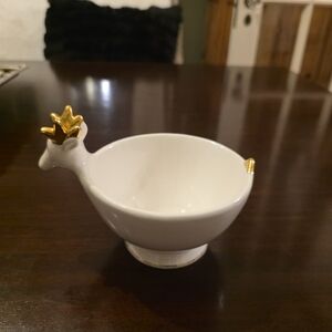 Mudpie White Ceramic Reindeer Bowl with Gold Accents